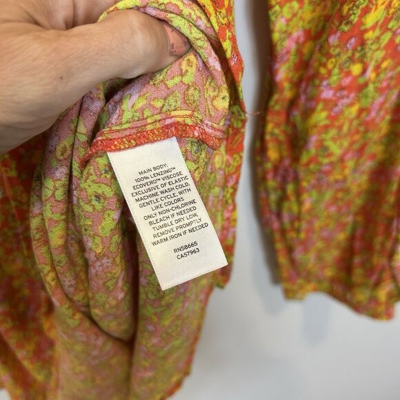 BP. Medium V-Neck Long Sleeve Babydoll Minidress - Red Multi Hannah Kate - Picture 5 of 9